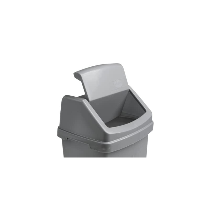 Plastic Swing Bin with Swing Lid Silver Dustbin 8L Litre