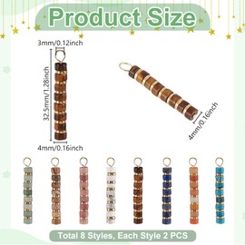AHANDMAKER 16 Stück Natürlicher Edelstein Anhänger 8 Farben Gemischte Steinanhänger Hellgoldfarben Kupferdraht Wickelanhänger Für Ohrringe Halsketten Armbänder Schmuckherstellung 32x4x4mm