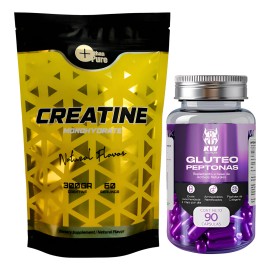Creatina Monohidratada 300g 60 Servs + Glúteo Peptonas Kiv