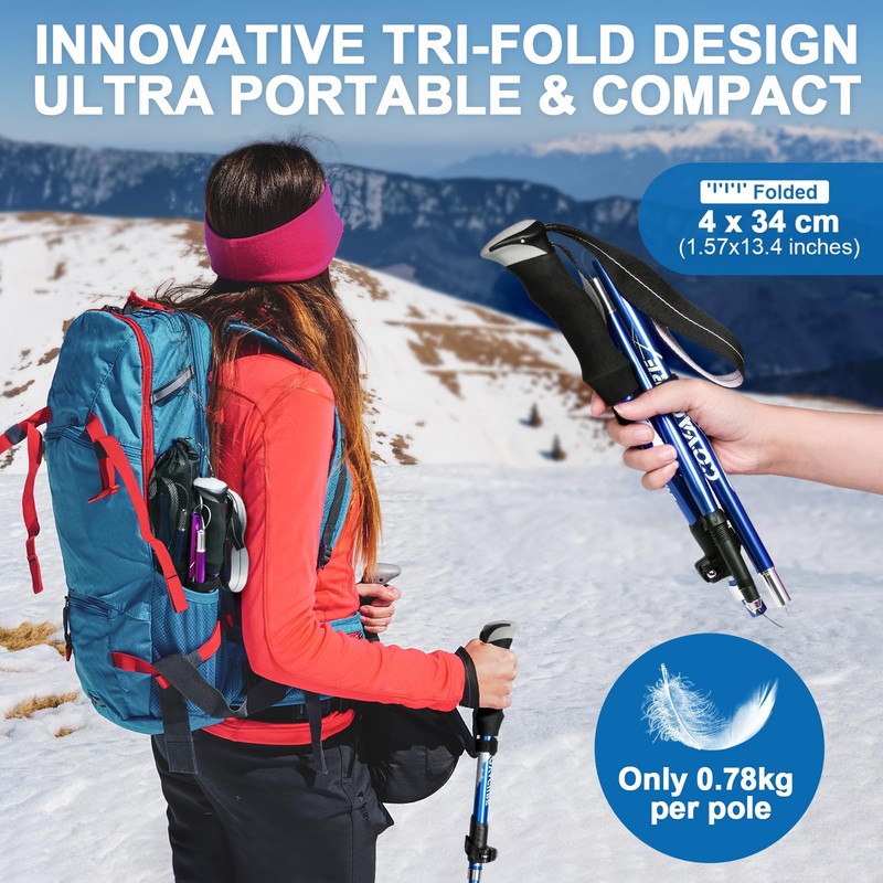 Covacure Trekking Poles Collapsible Hiking Poles - Aluminum Alloy 7075