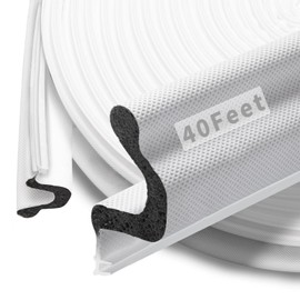 SILIENTWERK 40 Feet Kerf Door Weather Stripping Door Seal, Long Reach V-Shaped Door Seal Strip for Door Frame Door Weatherstripping Insulation Strip Door Soundproofing for Large Gap(White)