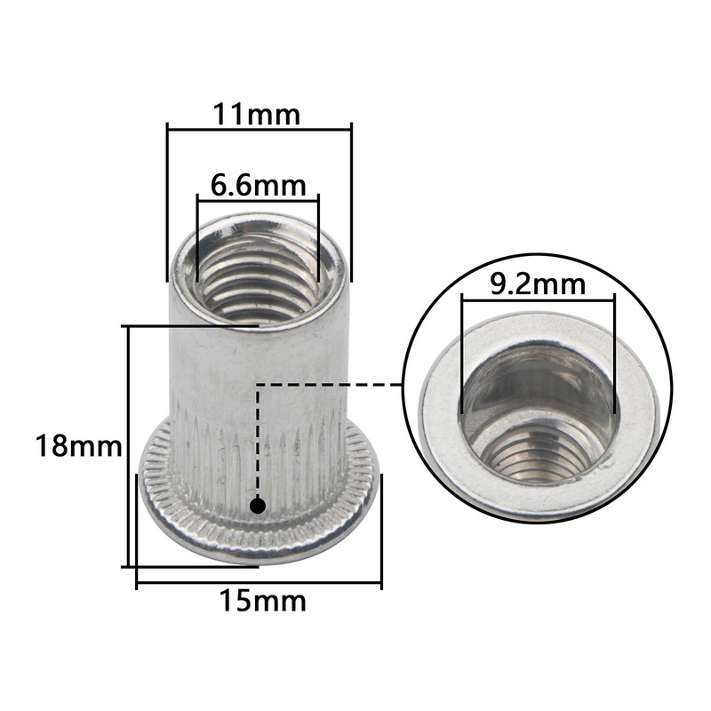 Pxyelec 100pcs M8 Flat Head Aluminium Rivet Nut Blind Insert