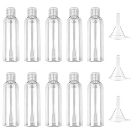 Newpop Pack of 10 Travel Bottles for Filling, 100 ml Plastic Bottles Set, Travel Bottles with 3 Funnels, Empty Filling Bottles Travel, Travel Size Container, Cosmetic Bottles for Shampoo, Lotion, Conditioner