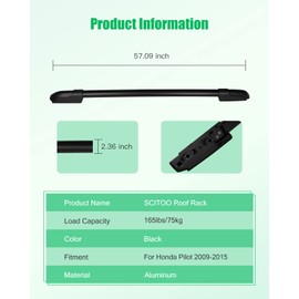 SCITOO Roof Rack Cross Bars Fit for Honda Pilot 09-15 Black 165 LBS