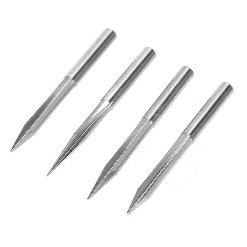 4Pcs VShaped Carving Cutter 2Edged Engraving Bit 4x0.4x15°/4x0.4x20°/4x0.4x25°/4x0.4x30°