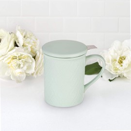 Pinky Up Annette Souk Taza de té de cerámica e infusor, 4.5", menta
