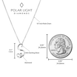 Diamond Letter Necklace Letter S [Made in Canada] Solitaire Sterling Silver Necklace with Initial