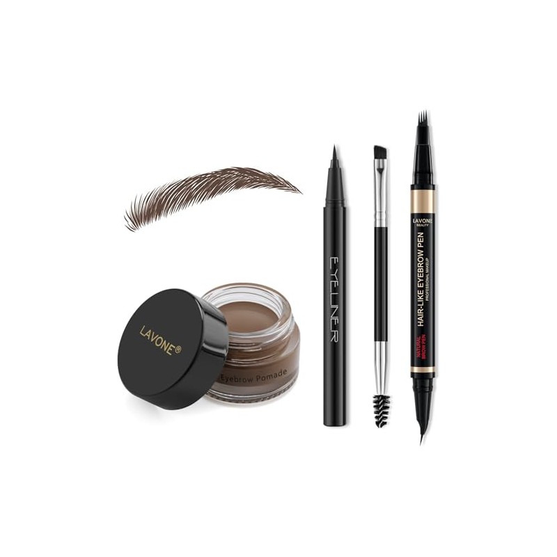 LAVONE Eyebrow Kit, with 2 in 1 Waterproof 4 Tip