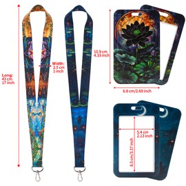 Babymiu MTG Black Lotus Lanyard with ID Holder（2 Pack） for Key String Wallet. Gaming Cool Accessories Decor Gifts Merch Party Supplies Keychain Card Badge Stocking Filler for Teens Teacher Office