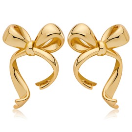 HESSAWELL Bow Stud Earrings for Women Gold Ribbon Butterfly Vintage Stud Earrings Fashion Jewelry Gift