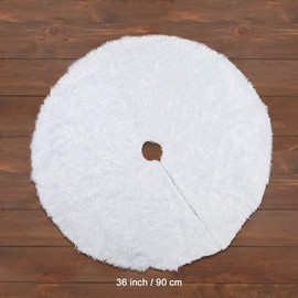 Lihao 90 cm Christmas Tree Skirt, Round White Christmas Tree Skirt, Plush White Tree Skirts, Christmas Tree Stand Rug for Christmas Decoration