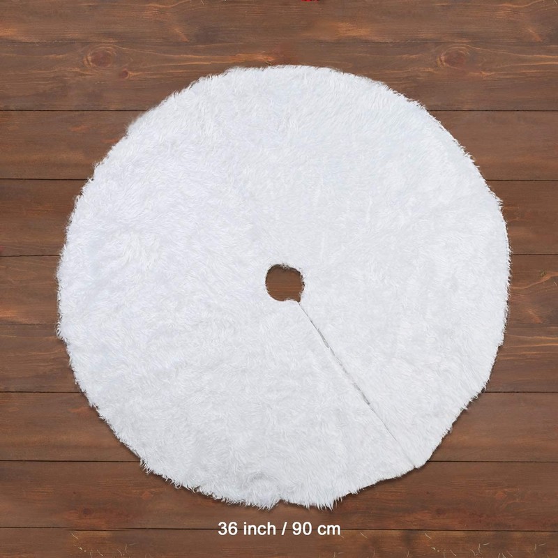 Lihao 90 cm Christmas Tree Skirt, Round White Christmas Tree