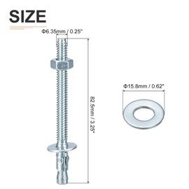 DTGN 1/4" x 3-1/4" Wedge Anchors - 30Pack - Good for Cement and Concrete Wall - Carbon Steel Zinc Plated Screw Bolt Nut Expansion Tube Fasteners