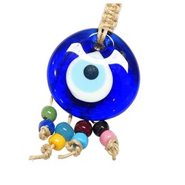 Perlin Nazar Boncuk Boncugu Turkish Blue Evil Eye Wall Hanging 21 cm Ornament Amulet Decoration Home Decor Protection Blessing Gift Glass Beads Pendant for Car Home and Office