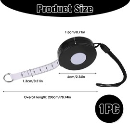 Kasoud Tape Measure, Retractable Tape Measure, Body Tape Measure, Measuring Tape for Body Measurements, Tape Measure Body, Measuring Tape for Body Measurements Retractable Tape Tailor Clothing (Black)