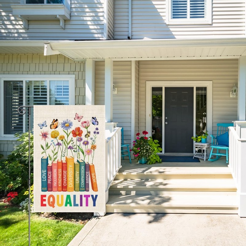Perfectinsoy Equality Love Kindness Change Unity Hope Compassion Garden Flag,
