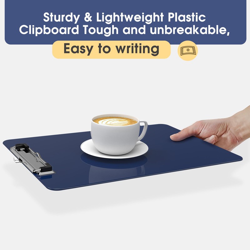 Plastic Clipboards, A4 Blue Clip Board 8.5x11 for Classroom, Students,