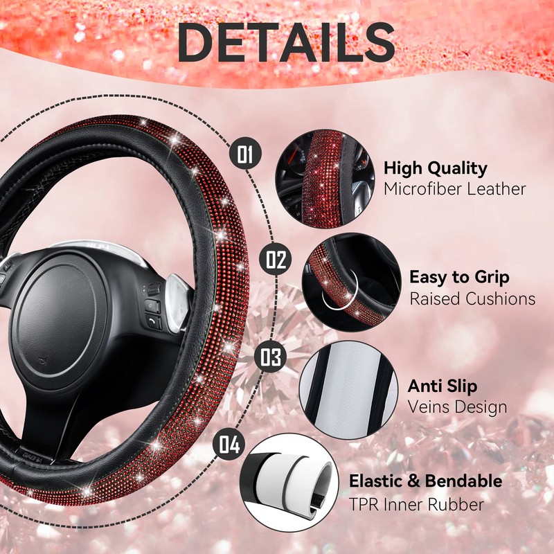 CAR PASS 23 PCS Bling Diamond Car Accessories Set for