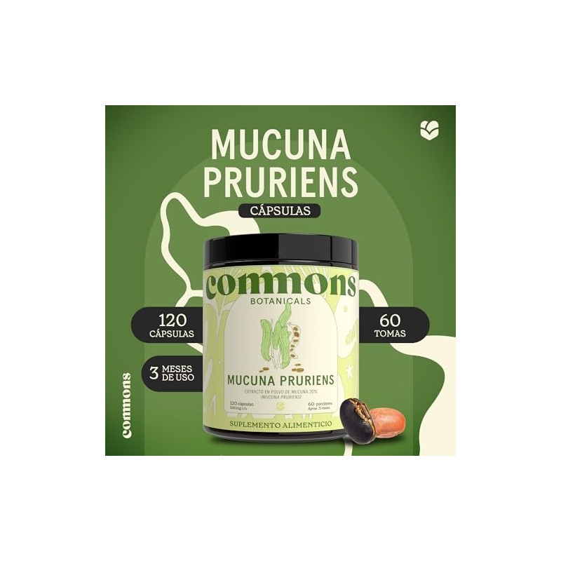 Commons Hongos Adaptógenos - Frijol Mucuna 120 cápsulas - Suplemento