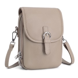 befen Soft Real Leather Small Crossbody Purses for Women, Women's Small Anti Theft Crossbody Phone Bags Shoulder Purse Handbags with RFID Card Slots Taupe