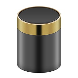 Kingchilla 1.5 Liter Mini Trash Can with Lid, Metal Small Tiny Trash Can, Countertop Trash Can for Desk Office Coffee Table, Swing Top Trash Bin, Black