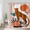 Mid Century Boho Leopard Shower Curtains Abstract Modern Geometric Minimalist