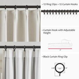 Jubilantex Full Blackout Linen Curtains Pinch Pleated 90 Inches Long Farmhouse Ivory Faux Linen Curtains Thermal Insulated Window Treatments Set with Hooks for Beeroom Living Room,Ivory 2 Panels