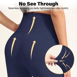 CUXFLS Women's Flare Yoga Pants - Crossover High Waisted Bootcut Leggings Bell Bottom Jazz Dress Pants Workout Gym Leggings Navy-XXL