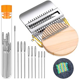Small Loom Speedweve Type Weave Tool,14 Hooks and 9 Yarn Knitting Needles Small Weaving Loom Kit darning Loom Quickly Mini Mending Convenient Darning Loom for Mending Jeans Clothes