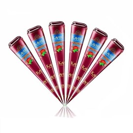 6 x Dark Brown Mehndi All Natural Body Art Organic Temporary Tattoo