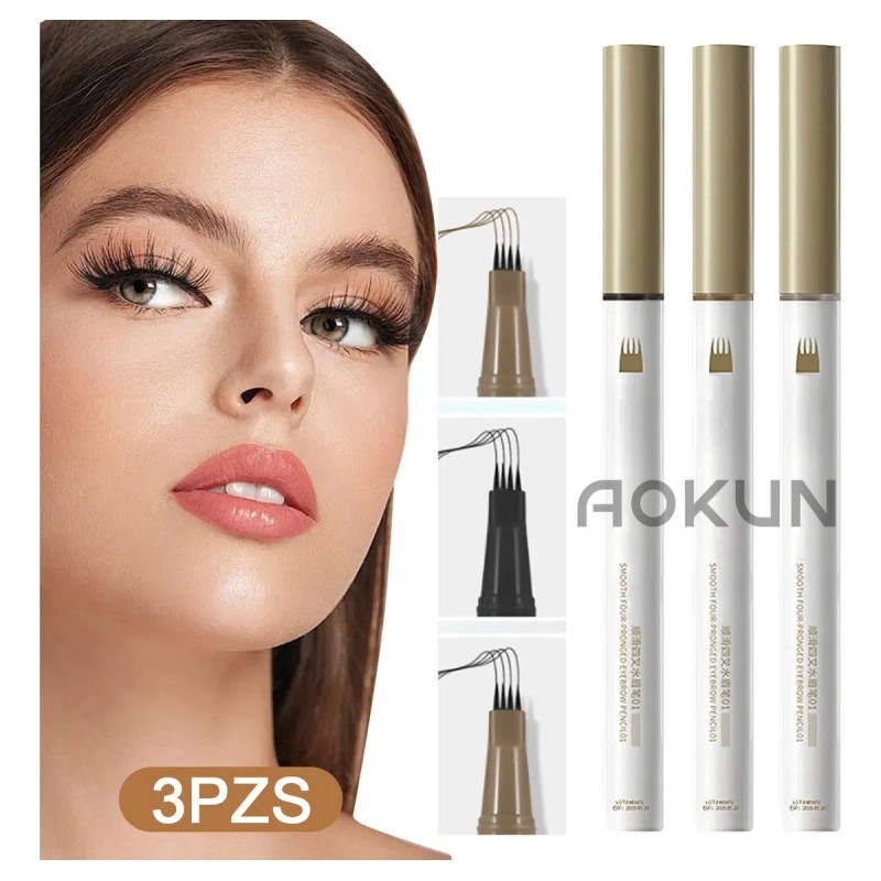 AOKUN 3pzs Delineado De Cejas 3d Lápiz DeCejas Con 4