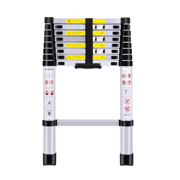 (8.5Ft/2.6M) Telescoping Ladders，EN131Standards Multi-Purpose Folding Aluminum Extension Ladder
