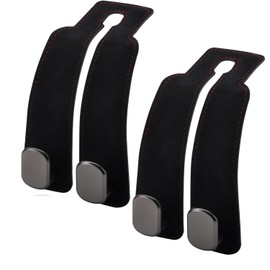 Pack of 2 Double Hooks for Car Seat Backrest, Car Storage Hooks, Car Storage Hooks, for Car - Universal Vehicle Hooks Made of PU Leather for Purse, Fabric, Shopping Bags (Black)