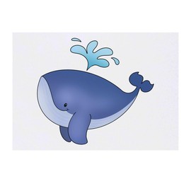 'Happy Whale' Temporary Tattoo - Water Resistant, Skin-Safe, Non-Toxic Transfer (TO00083911)