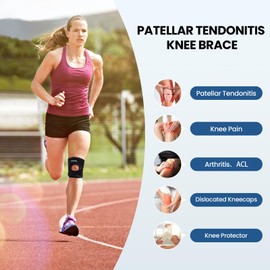 JOMVD Knee Brace for Patellar Tendon, Adjustable Lightweight 1/2 Patellar Knee Support Strap for Patellar Tendonitis, Arthritis, Workouts, Hiking, Tennis, Running, Women and Men