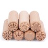 OLYCRAFT 7PCS 2x0.8 Inch Wood Pottery Tools Stamps Polymer Clay