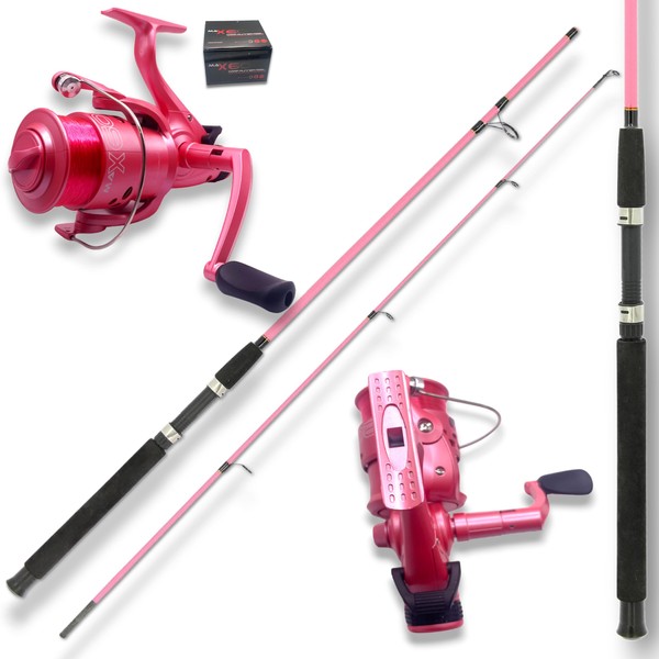 12FT 2PC CARP STALKER Pink Rod Girls Fishing Women + Max 60 Pink Reel Combo
