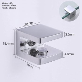 LukLoy Glass Shelf Clamp, Brass No-drill-on-glass Fixed Glass Clip Holder Bracket Support Glass Shelf U-Clamp (10, For 6~10mm glass)