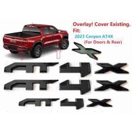 GMC 3PCS Kits Gloss Black Door Rear AT4X OVERLAY Emblems 2023-2024 Canyon AT4X