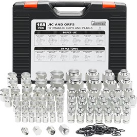 ANICMOON 168PCS JIC and ORFS Flat Face Hydraulic Caps and plugs Kit, Size 4 6 8 10 12 16