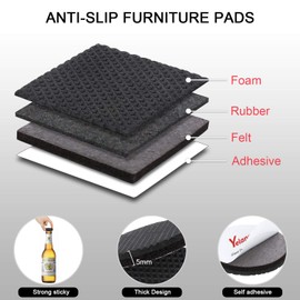 Yelanon Non Slip Furniture Pads -78pcs (1+2+3+4)” Furniture Grippers Hardwood Floors, Non Skid for Furniture Legs,Self Adhesive Rubber Feet, Anti Slide Furniture Protector for Keep Couch Stoppers