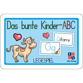 Das bunte Kinder-ABC Legespiel: 52 Spielkarten mit dem Alphabet und Wortkarten in Druckschrift + Poster DINA4