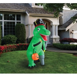 A Holiday Company 8ft Inflatable Dino Pirate, 8 ft Tall, Multi