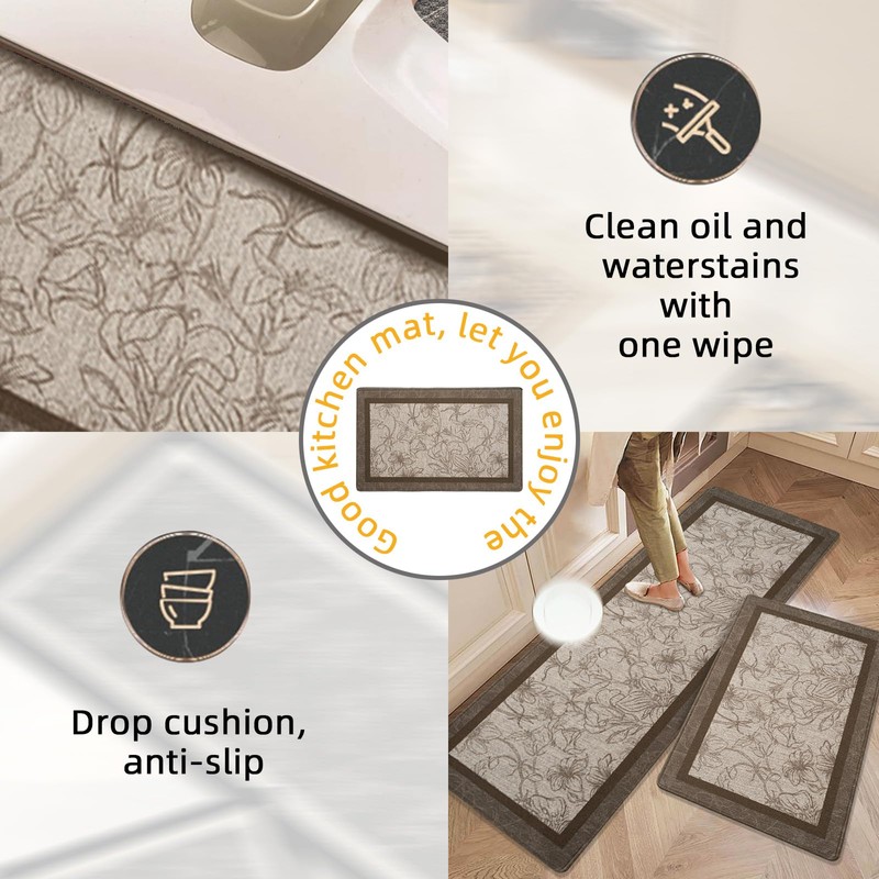 XYSaiXuan Kitchen Mat Set of 2 Non-Slip Floor Rugs, Anti