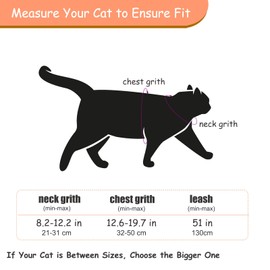 Cat Harness and Leash Set for Walking Lightweight Escape Proof Kitten Vest Harness Soft Fit for Cat Puppy Rabbits Easy Control (Red Black, M(Chest:12.5''-19'', Neck:8''-12''))