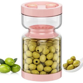 LveSunny Pickle Jar with Strainer Flip, 51oz Glass Pickle Container with Strainer,Airtight Mason Pickles Jars for Olive Kimchi Capers Kosher Dill,Food Storage Containers with Lids for Pickles Lover