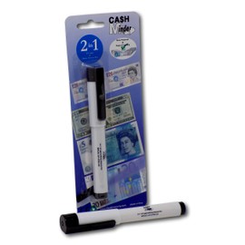 Minder 2 in 1 Forged Note Detector Pen with Integrated UV Light - Ideal for Detecting Counterfeit Paper and Polymer Currency (Counterfeit Checking Ink, 1 Pen)