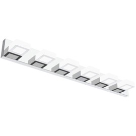 Ralbay Modern LED Bathroom Vanity Lights 6 Lights Acrylic Stainless Steel LED Vanity Light Fixtures for Bathroom Lighting 6000K Cool White Light