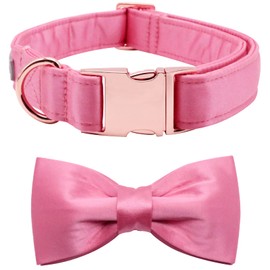 Lionet Paws Bowtie Dog Collar - Comfortable Silk Dog Collar with Detachable Bow Tie for Large Dogs Wedding, Neck 16-24 Inches