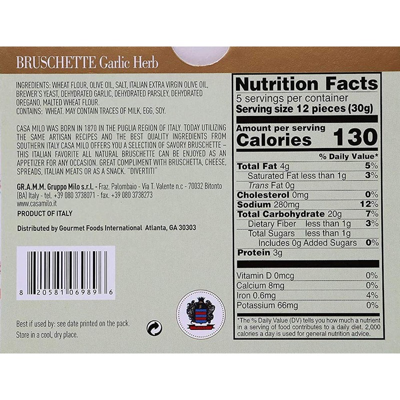 Casa Milo, Garlic Herb Bruschette, 5.3 oz. (4 pack)